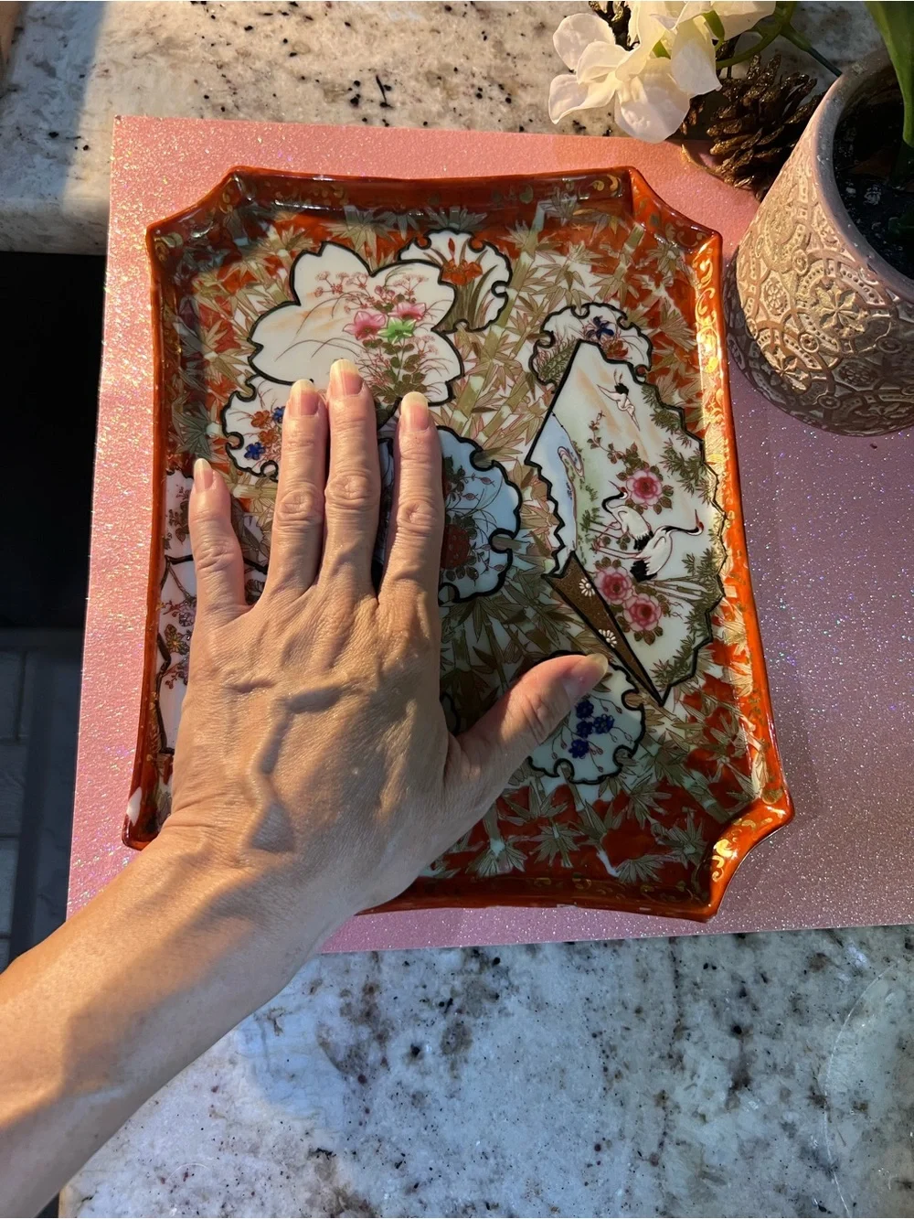 Gorgeous Antique Kutani Serving Platter read below